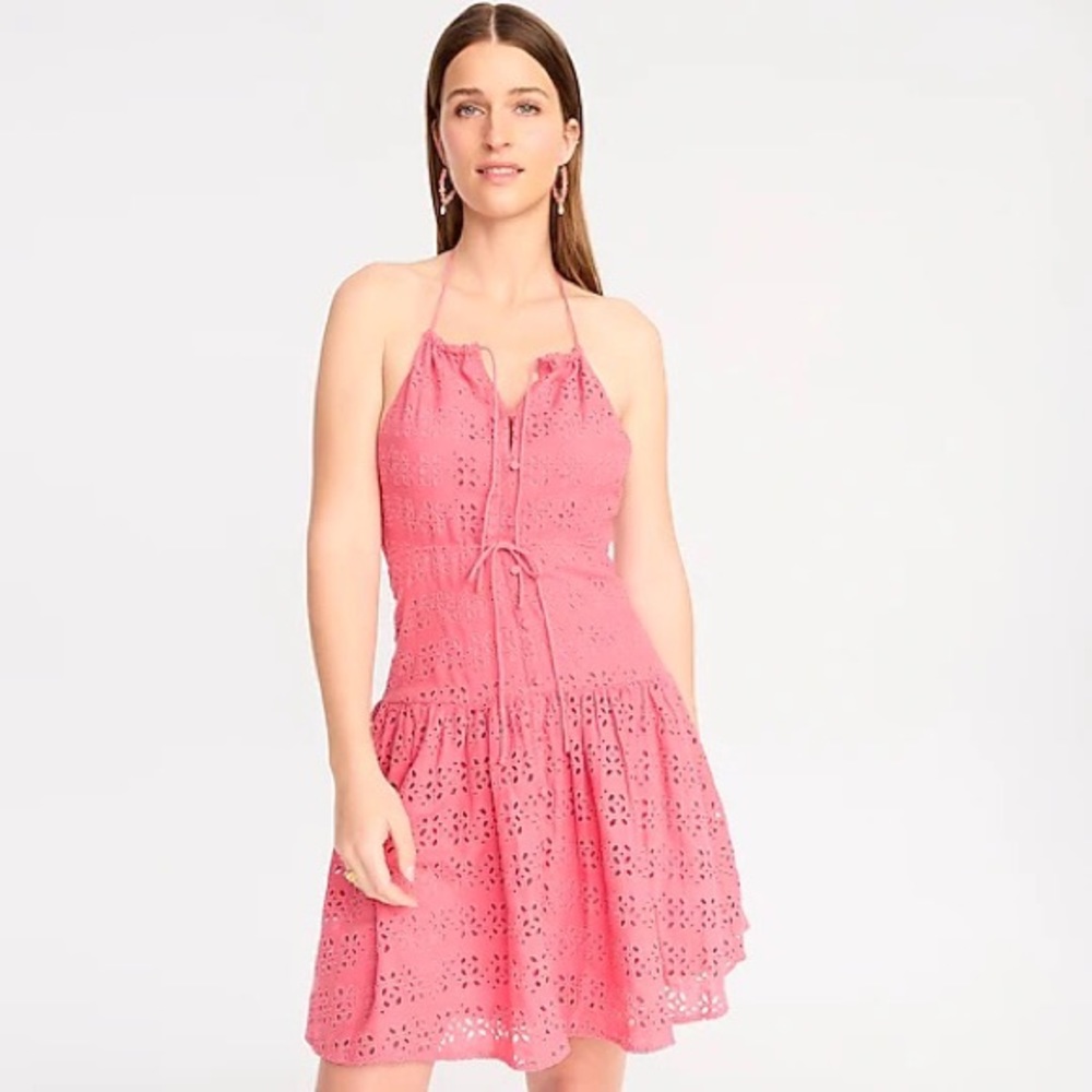 J. Crew Anguila Mini Halter Dress in Eyelet